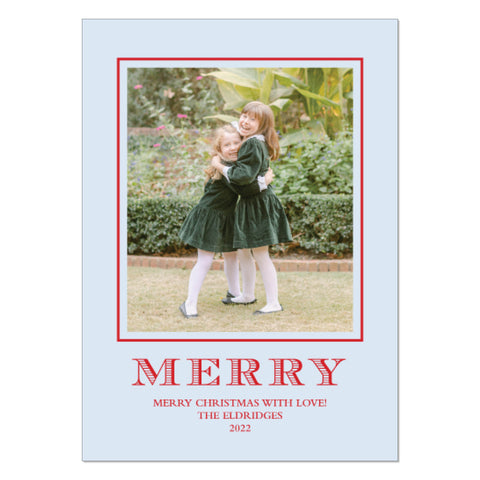 MERRY-Blue and Red Holiday Card