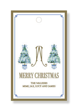 Blue and White Tree Gift Tags