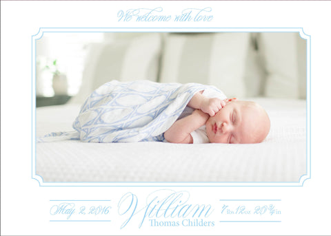 Welcome With Love Horizontal Frame Birth Announcement