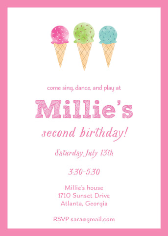 Ice Cream Birthday Party Invitation