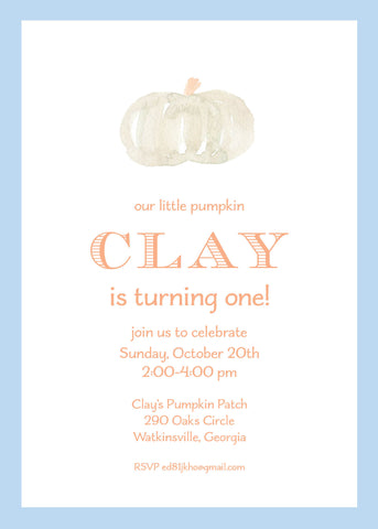 Pumpkin Birthday Party Invitation