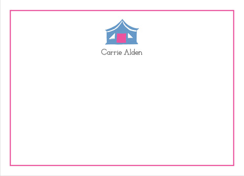 Camp Tent Note Cards-Pink and Blue