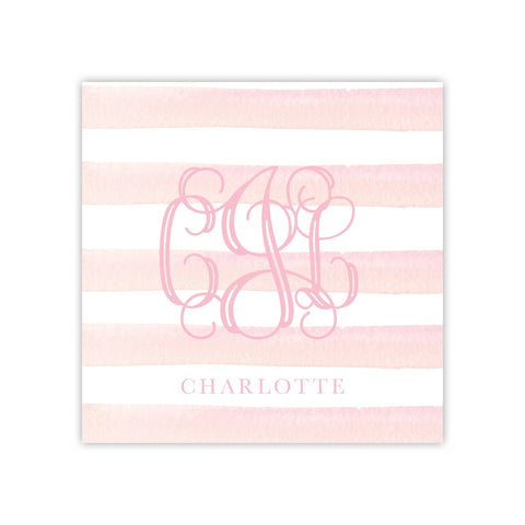 Pink Stripe Monogram Enclosure Card