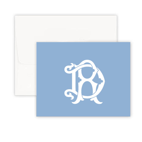 Interlocking Monogram Sky Fold Over Note Card