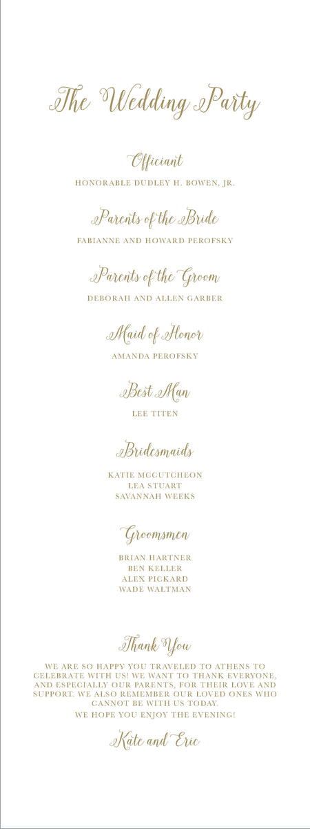 The Kate Wedding Program – Eldridge Stationers