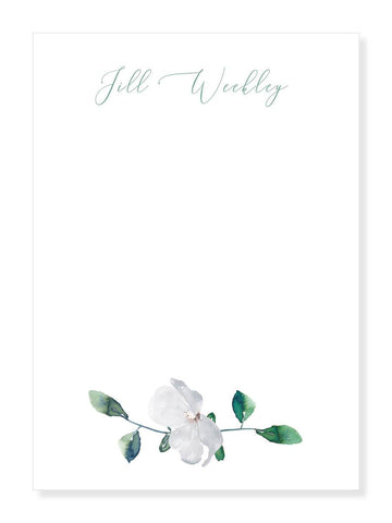 Green and White Floral Notepad