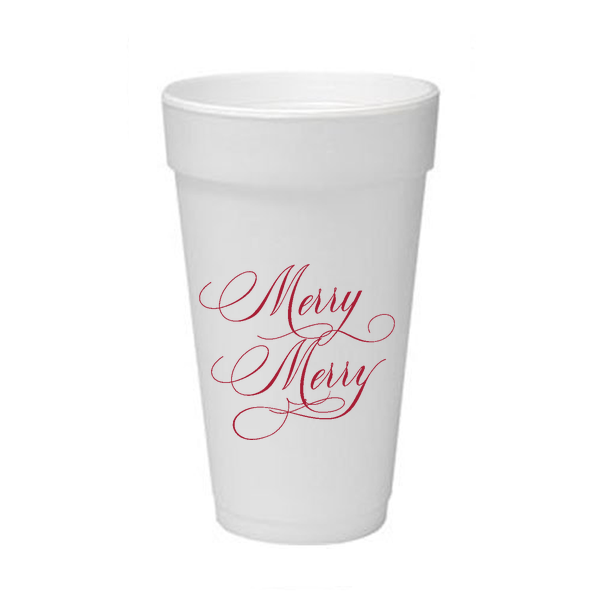 Merry Merry Calligraphy Styrofoam Cups