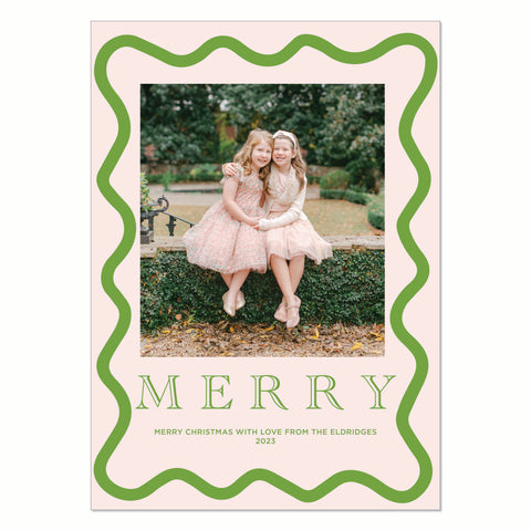 MERRY Favorites Card Green on Pink