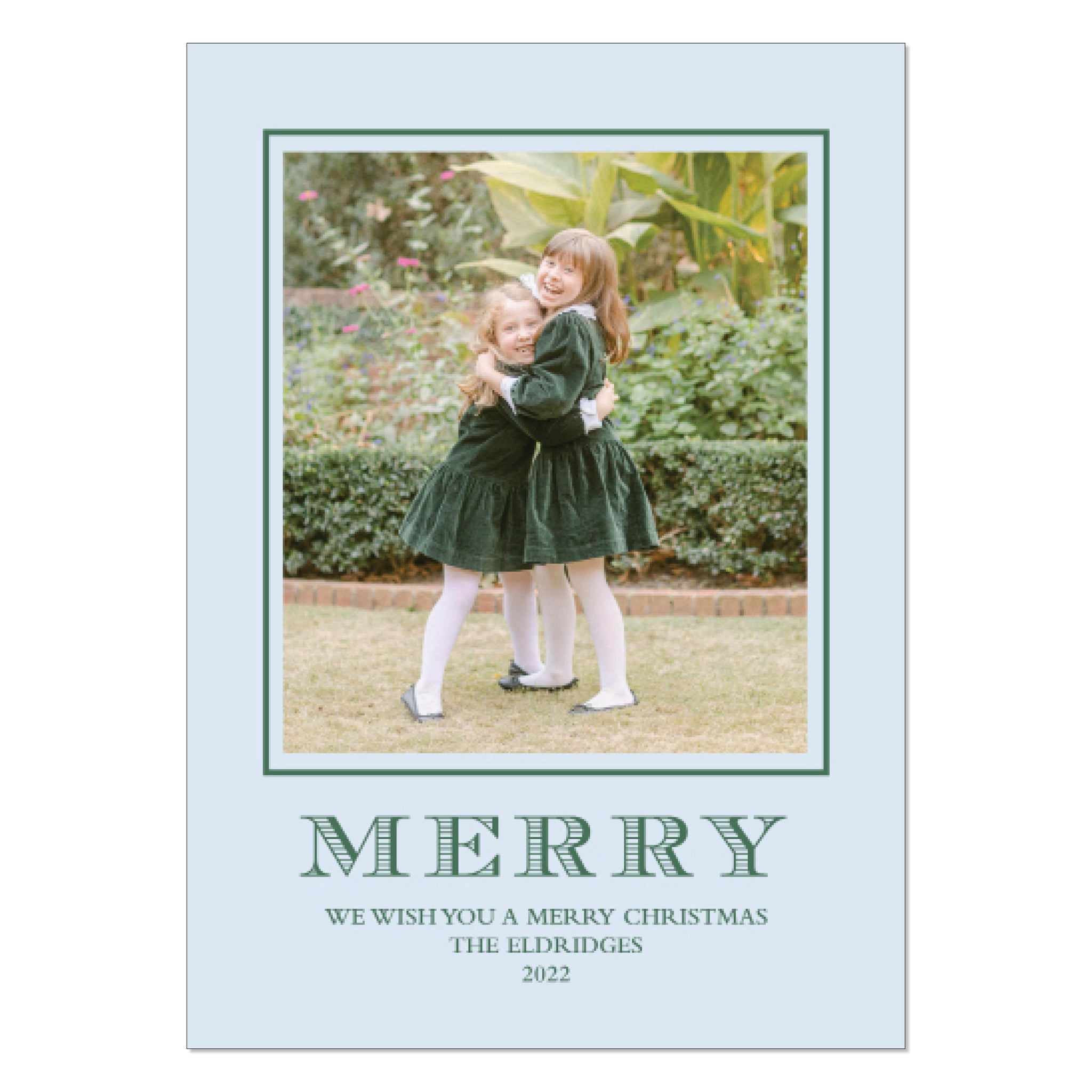 MERRY-Blue and Green Holiday Card
