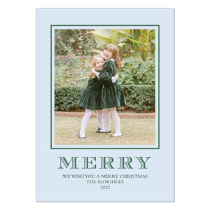 MERRY-Blue and Green Holiday Card