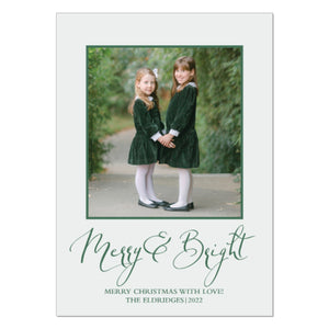 MERRY & BRIGHT Blue and Green Holiday Card