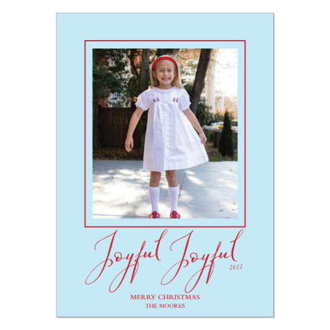 Joyful, Joyful Bright Blue & Red Holiday Card