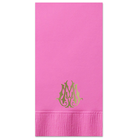 Gold Interlocking Monogram Guest Towel in Candy Pink