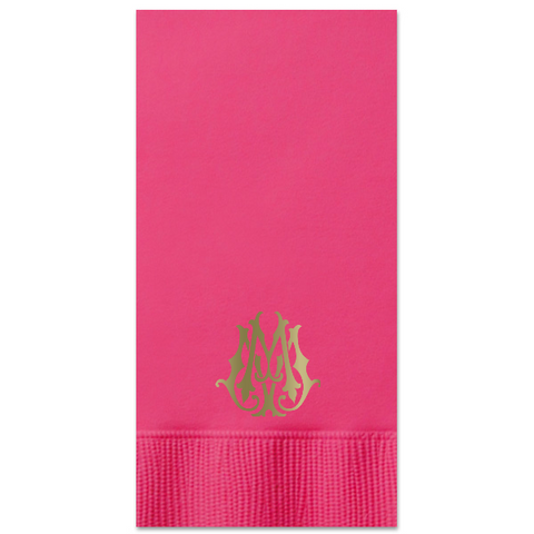 Gold Interlocking Monogram Guest Towel in Hot Pink