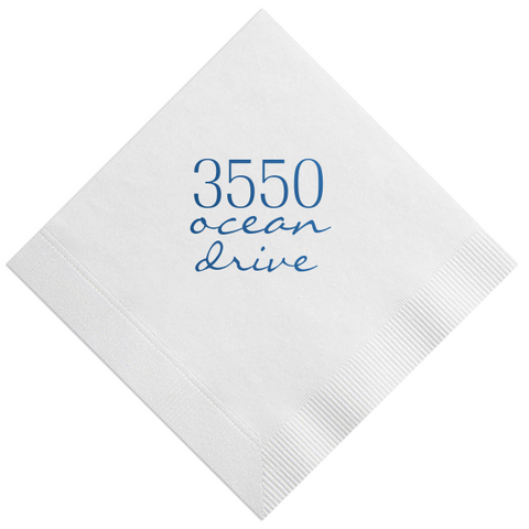 House Number Personalized Cocktail Napkin