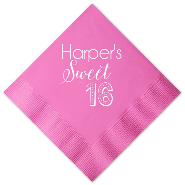 Sweet Sixteen Personalized Cocktail Napkin
