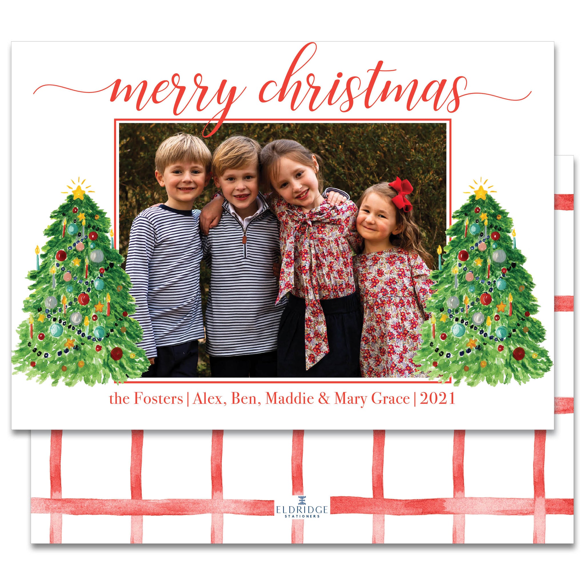 Oh Christmas Trees Red Holiday Card