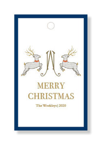 Chic Reindeer With Boarder Gift Tags