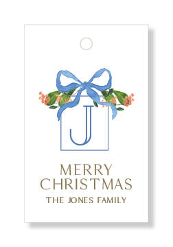 Blue Bow Garland Gift Tags