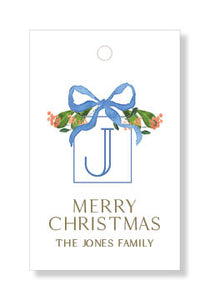 Blue Bow Garland Gift Tags