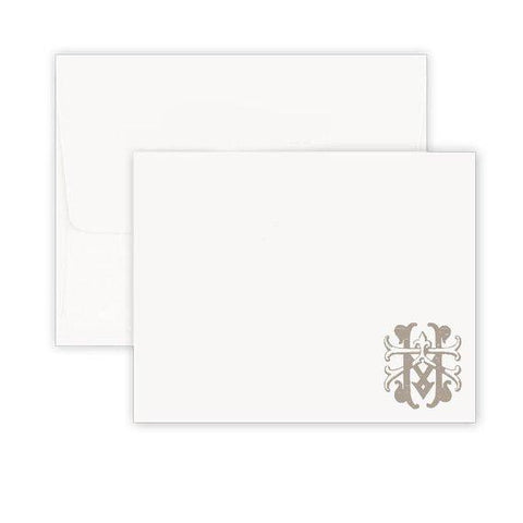 Right Aligned Interlocking Monogram Note Cards
