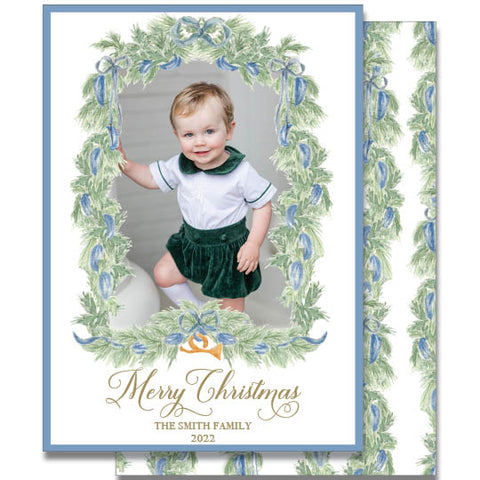 Blue Spruce With Border Holiday Card