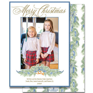 Blue Spruce With Trumpet Holiday Card