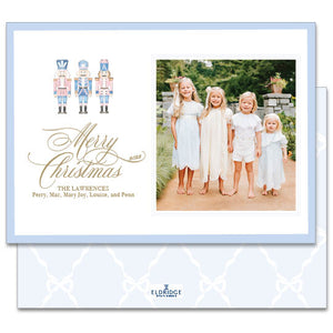 Blue and Pink Nutcrackers Landscape Holiday Card