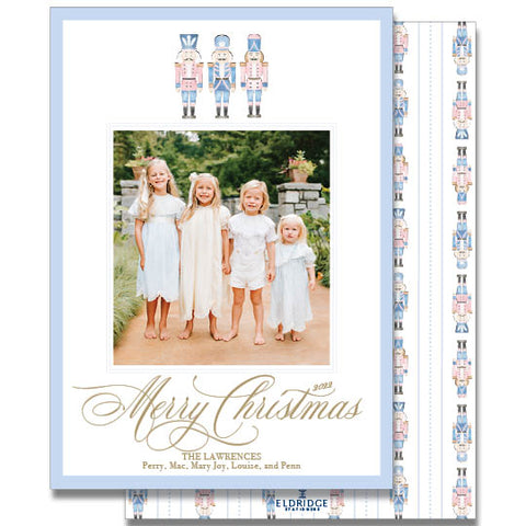 Blue and Pink Nutcrackers Holiday Card