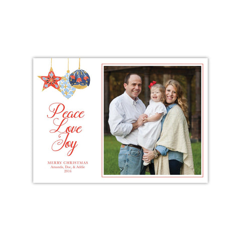 Peace Love Joy Ornaments Holiday Card