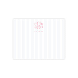 Monogram with Faint Stripes Note Cards