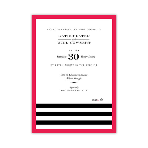 Red and Black Engagement Party Invitation