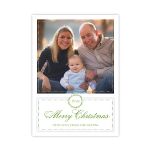 Gold and Blue Merry Christmas Holiday Card