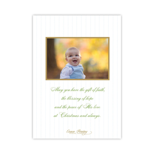 Gold and Blue Merry Christmas Holiday Card