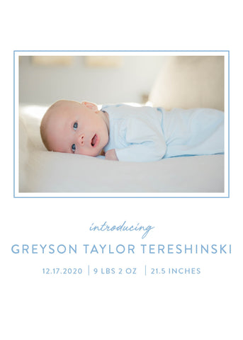 Introducing Double Sided With Pictures Birth Announcement