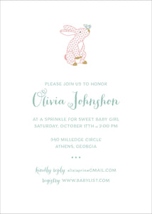 Herend Pink Bunny Baby Shower Invitation