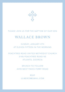 Baby Boy Blue Cross Baptism Invitation