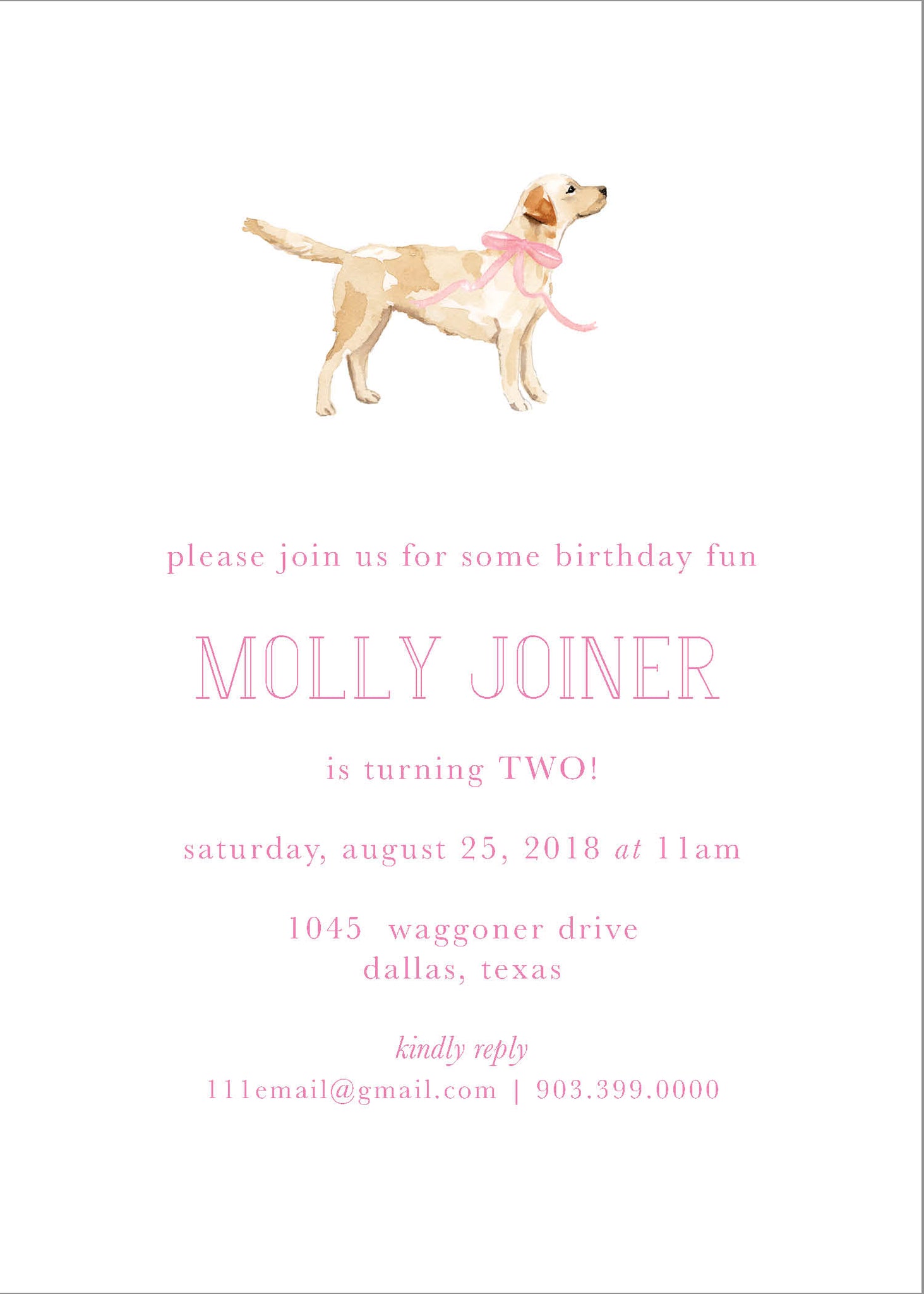 Yello Lab Birthday Party Invitation