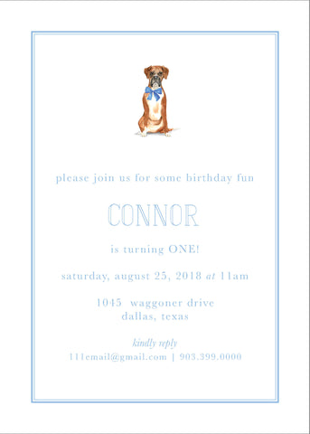 Boxer Dog Birthday Party Invitation