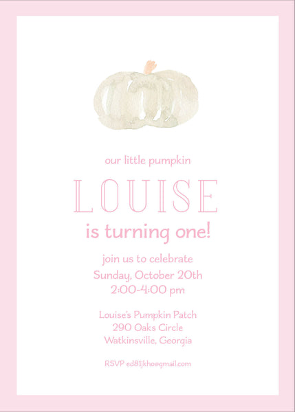 Pumpkin Girl Birthday Party Invitation