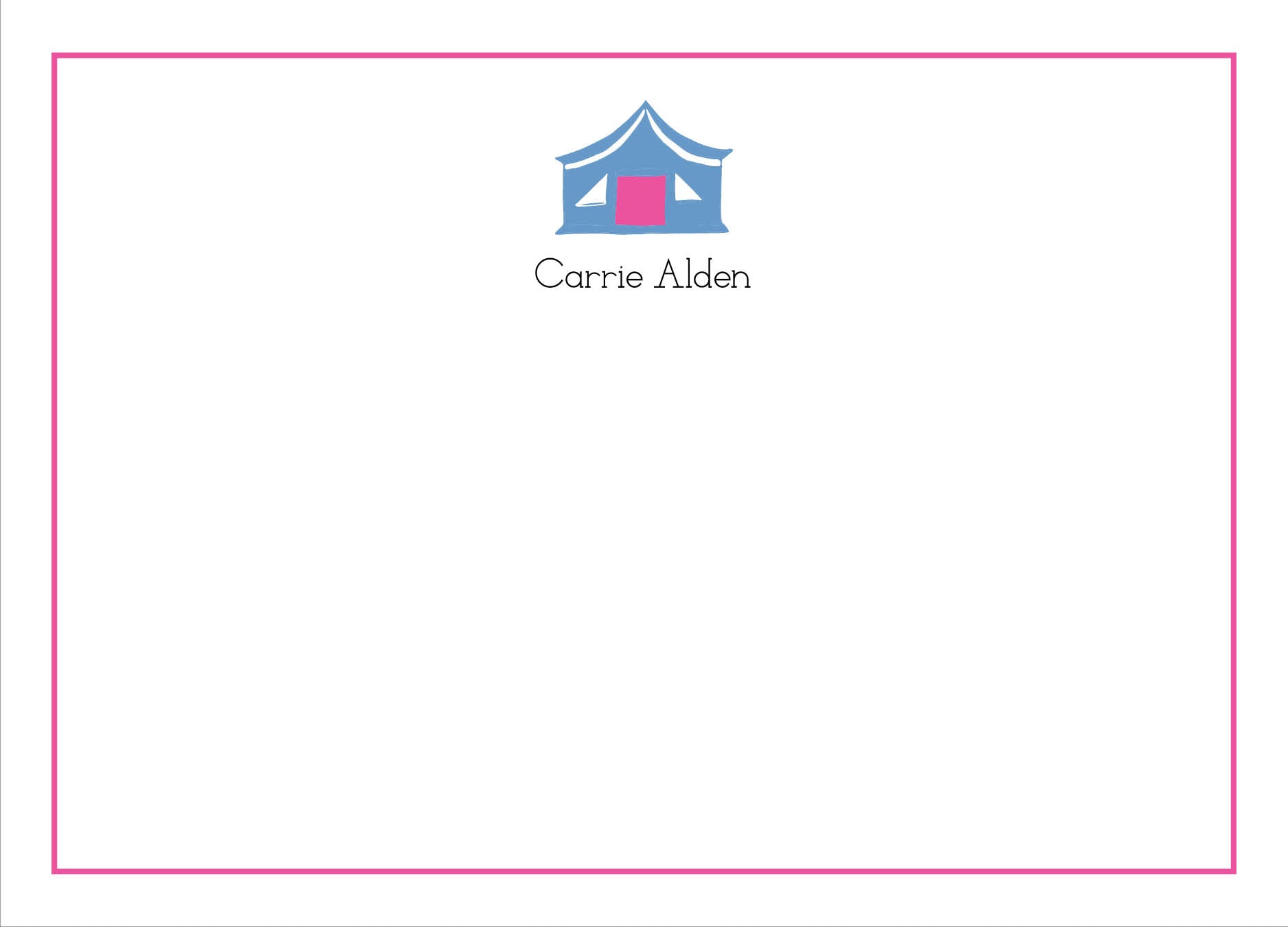Camp Tent Note Cards-Pink and Blue