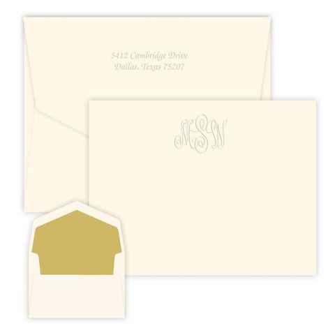 Embossed Traditional Monogram Note Cards