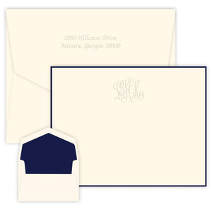 Bordered Embossed Monogram Note Cards