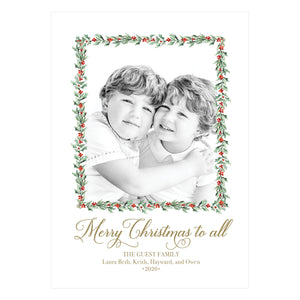 Merry Christmas Holly Holiday Card