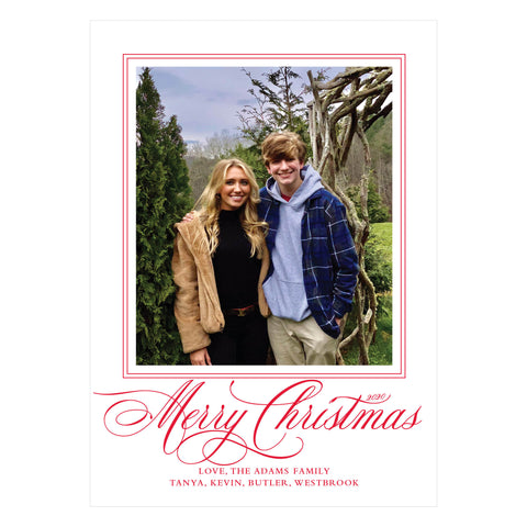 Classical Christmas Red Holiday Card
