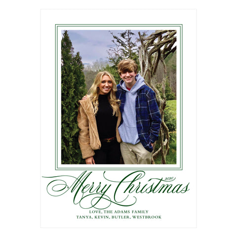 Classical Christmas Green Holiday Card