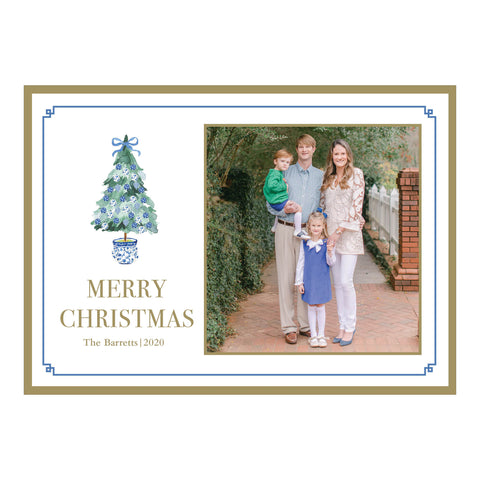 Blue & White Tree Holiday Card