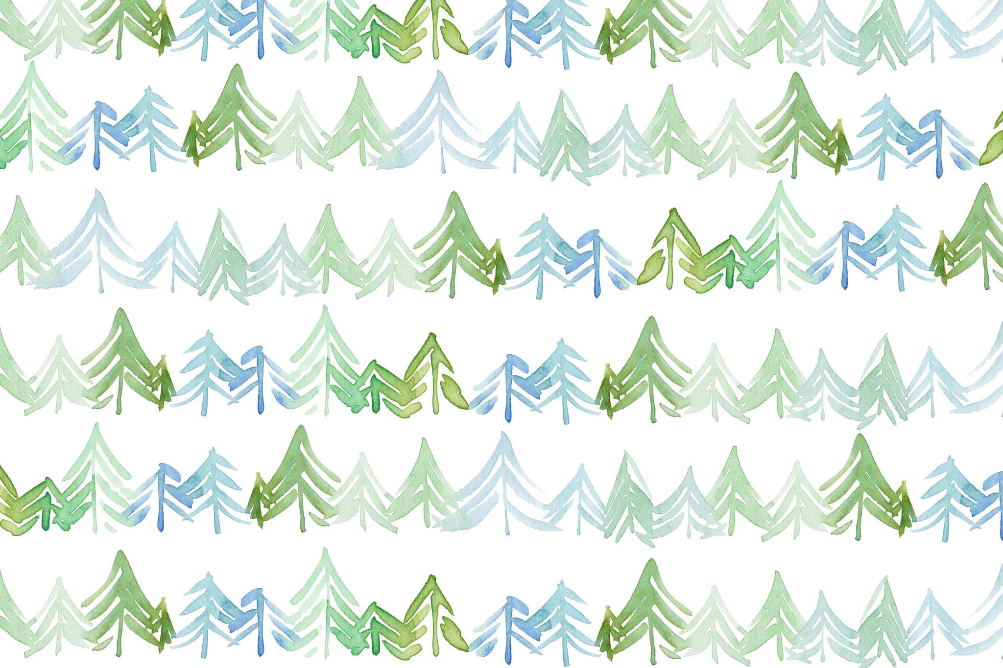Watercolor Blue Green Trees Placemats