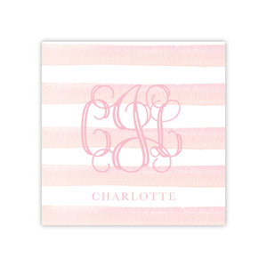 Pink Stripe Monogram Enclosure Card