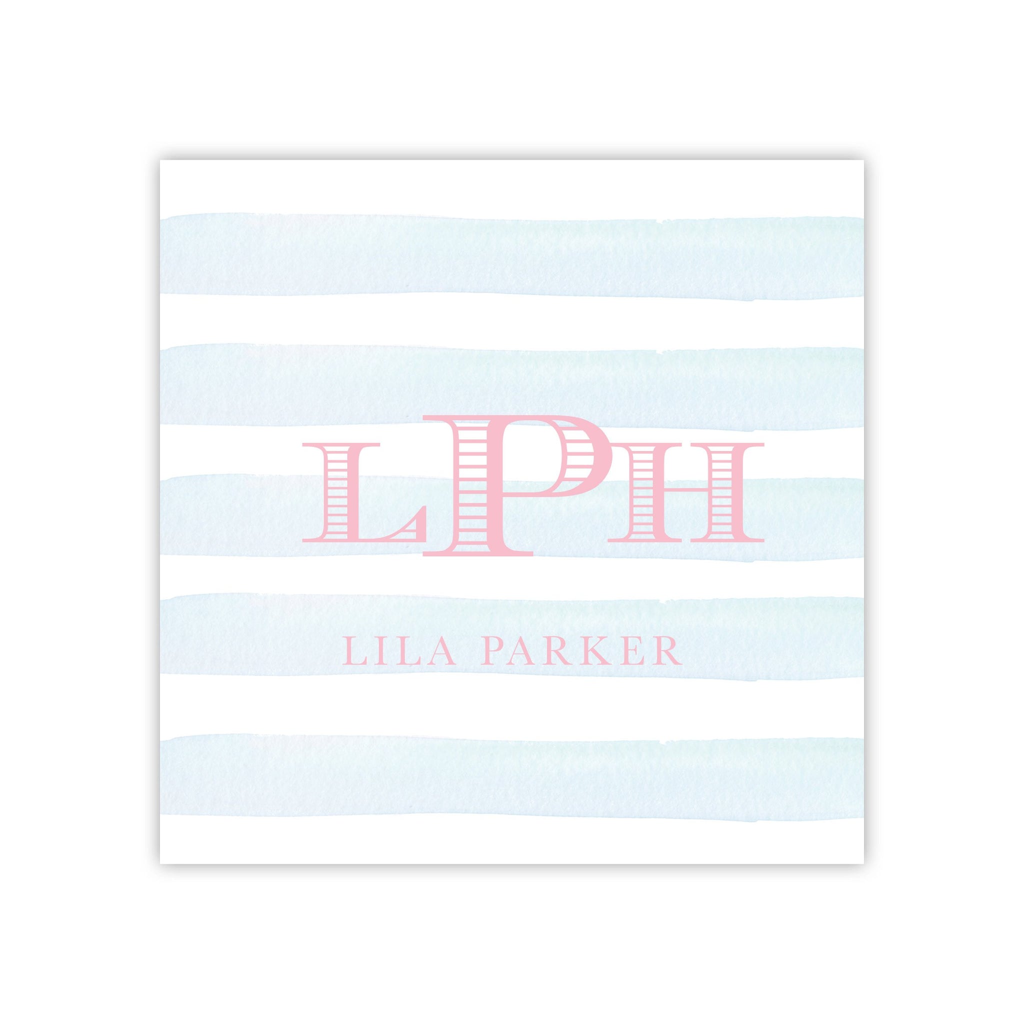 Blue Stripe Monogram Enclosure Card